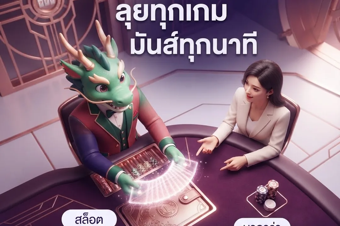 มังกรเขียวสวมสูทแจกไพ่บนโต๊ะบาคาร่าของ amb168
